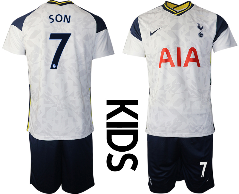 Youth 2020-2021 club Tottenham home white #7 Soccer Jerseys->tottenham jersey->Soccer Club Jersey